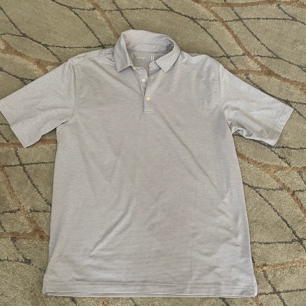 Men’s Medium Walter Hagen Grey White Striped Golf Polo